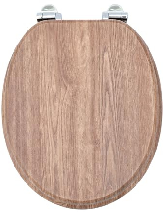 SINOBATH Abattant de WC avec mécanisme de fermeture en douceur, plusieurs beaux abattants de WC au choix, qualité supérieure et stable en bois (bois noir)