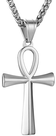 HZMAN Herren Edelstahl koptischen Ankh Kreuz Halskette Retro religiösen ägyptischen Kreuz Anhänger Halskette Schmuck Geschenk