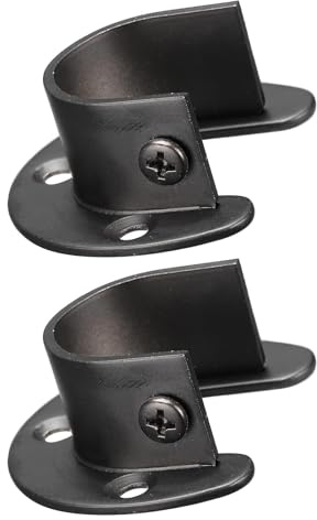1.1'' Dia Stainless Steel Rod Socket Flange Rod Holder Bracket End Supports for Bathroom Closet Curtain, Set of 2, Black