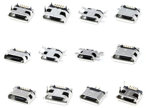 Votvlog 60 Pièces Micro USB a Souder Femelle, Connecteurs Femelles USB, 12 Odèles Connecteur USB Set pour Réparation Téléphones Portables, 5-Pin Dip Connettore USB Micro Port Femelle Prise à Souder