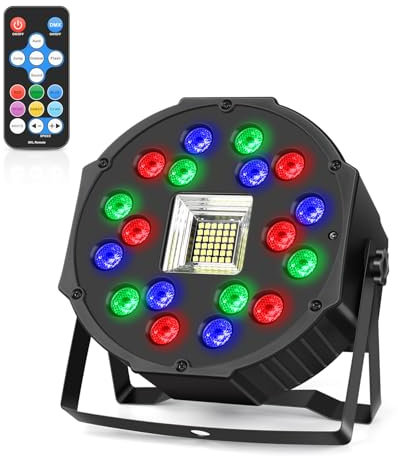 MOSFiATA Focos LED RGB con Luz Estroboscópica Luces DMX para Fiesta Discoteca Celebraciones Escenarios