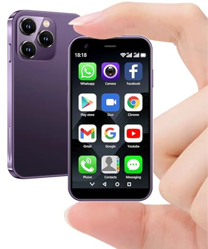 BLKE Max 4G-Mini-Smartphone, 3,0-Zoll-HD-Bildschirm, Quad-Core-Dual-SIM, 3 + 32 GB, 2000 mAh, entsperrtes Kindertelefon, Taschentelefon für Schüler, kleines Smartphone mit Touchscreen Lila