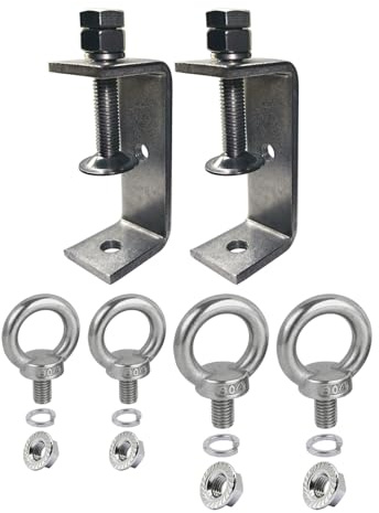 Ponezg Schraubzwingen Klein C Klemme Edelstahl, C Zwinge Einstellbar Klemmbereich ist 40-70mm, C Klemme Kiefer?ffnungen 75mm mit M8 M10 Ringschrauben für Holzbearbeitung, C-Clamp Set (2 Teiliges Set)