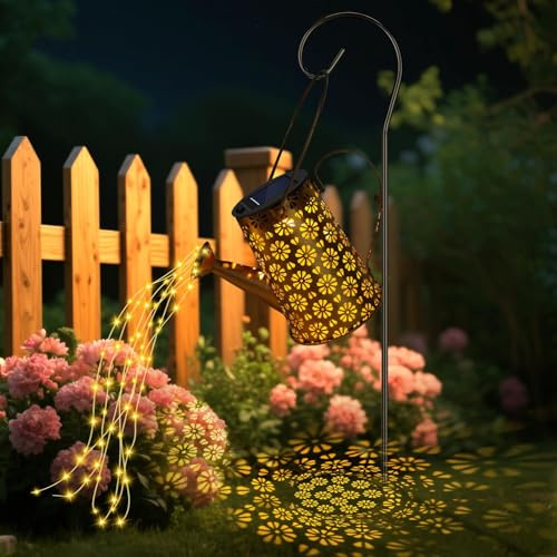 LED-Solar-Gießkanne-Leuchten Für Den Außenbereich, Wasserdichte Lichterkette Mit Wasserfall-Effekt, Warmweiß, Vintage-Metall-Gartenpendelleuchten, Geeignet Für Terrassen, Rasenflächen, Wege, Geschenke