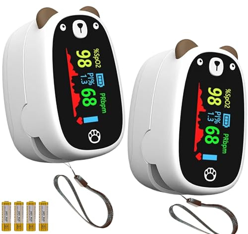 TradeProvider® Finger Pulse Oximeter (2 Pack), Baby and Infant Oxygen Saturation Monitor with 12V Battery Included, Accurate Heart Rate Detection, Portable Fingertip SpO2 Reader