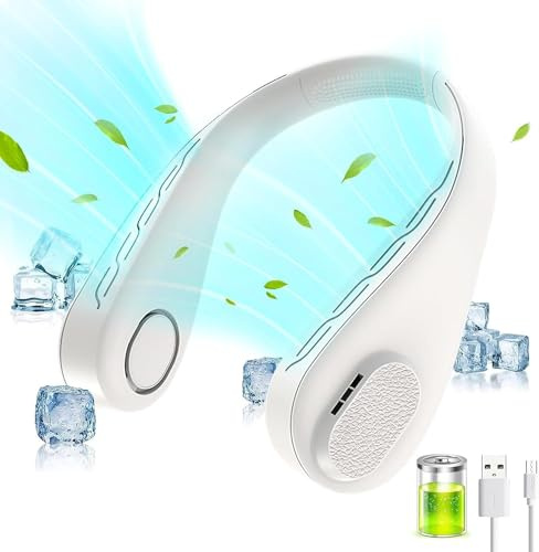 focombance Ventilateur de Cou USB portable, Mini Ventilateur de Bureau Sans Feuilles Fan Ventilateurs Cou Silencieux Ventilateurs a Main Poche pour Extérieur Voyage Camping