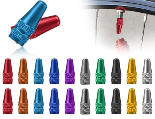 Emezddo 20 Bouchons De Valve De VéLo, Bouchons De Valve De Pneu FrançAis en Aluminium, Cache-PoussièRe pour VéLo, pour VTT Et VéLos De Route(10 Couleurs)