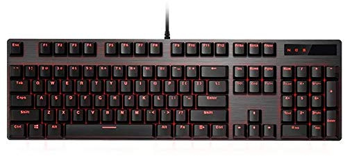 FOELANNE Gaming Keyboard, Wired USB Optical Switch Keyboard 104 Keys Red Backlight Black