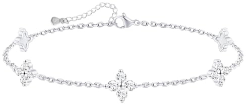 Aribliseza armband dam, 925 silver, trendigt armband, fyrklöver med stenar, gåvor för flickor och damer