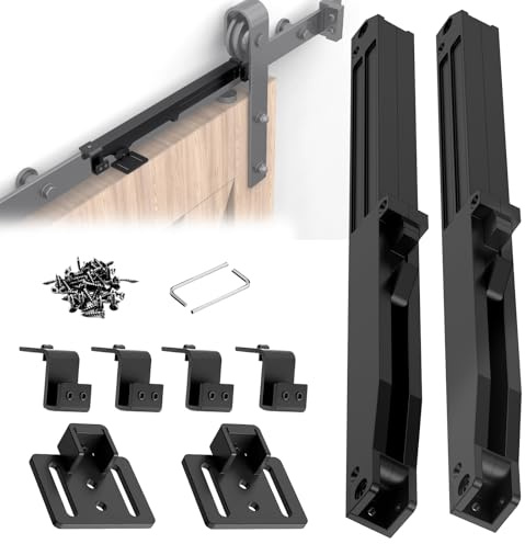 JAXYOOM Barn Door Soft Close Hardware Kit - Upgrade Adjustable Stopper & Damper for Sliding Doors 88-132 lbs,Universal Fit for Top Track Systems No Hole Installation Includes Spacers(2 Pack, Black)