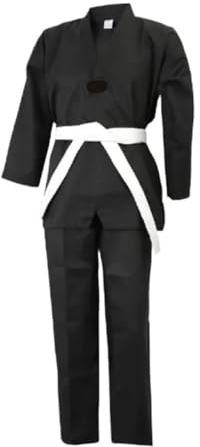 Judo kostymer kläder vit svart Taekwondo uniformer karate kläder vuxen unisex långärmad uniform för judo, Svart, 150