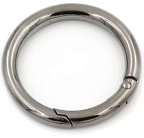 2 x Karabinerring mit Federöffnung, O-Ring, rund, Schnappverschluss, Schlüsselanhänger, schwarz, 20 mm