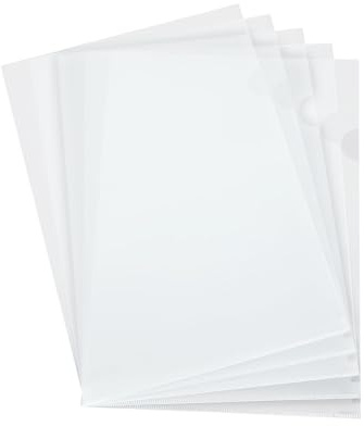 Confezione da 50 copertine in plastica trasparente per documenti e presentazioni, formato A4, con apertura superiore e laterale