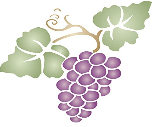 Stencil a forma di uva, 20,5 x 16,5 cm, riutilizzabile, per frutta, verdura, cucina, da parete