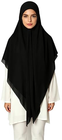 Lina & Lily Premium Chiffon Hijab Head Scarf Shawl Wrap for Muslim Women Square 145 x 145cm (Black)