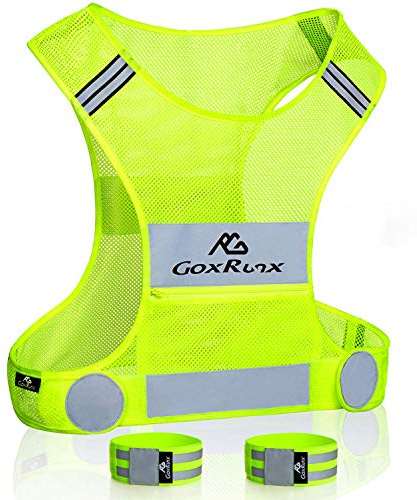 Chaleco reflectante para correr, chaleco reflectante ligero para motocicleta y ciclismo con bolsillo grande y cintura ajustable para mujeres y hombres, chaleco de seguridad para correr con bandas