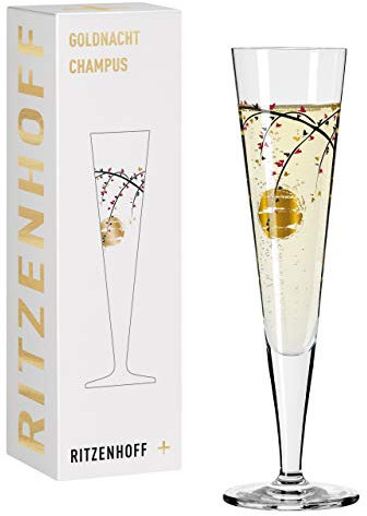 Ritzenhoff 1071014 Bicchiere da champagne 200 ml - Serie Goldnacht No. 14 - Nobile pezzo di design con oro vero - Made in Germany