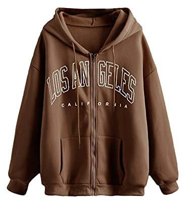 ORANDESIGNE Damen Casual Langarm Sweatshirt California Brief Print Sweatshirt Oversized Hip Hop Pullover Tops