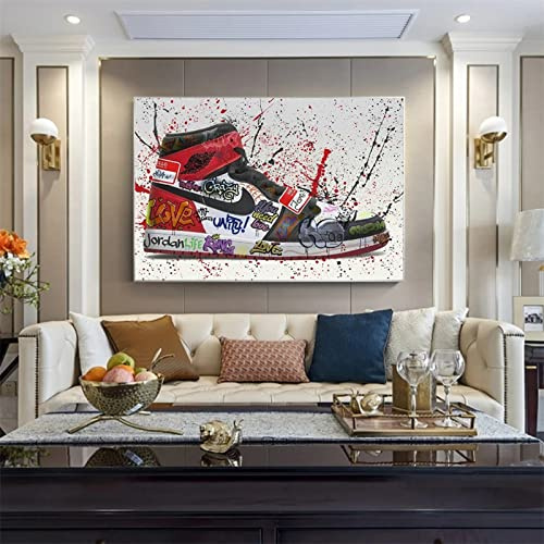 DIY 5D Diamond Painting Vollbohrer Kit, Graffiti klassische Basketball Schuhe 30x40cm Malen nach Zahlen Diamant,Diamant Painting Bilder,Geschenk für Erwachsene Kinder,Stickerei Crafts für Wand Decor