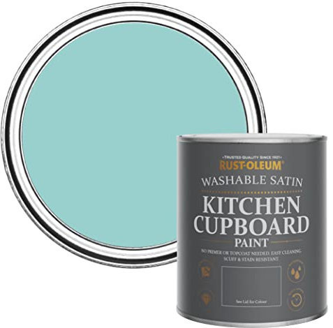 Rust-Oleum abwaschbare Küchenschrankfarbe in blau mit Seidenglanz Finish - Grünblau 750ML