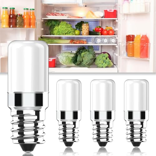 Cxyemt E14 Kühlschranklampe LED Lampen Warmweiß 2700K, 2W Ersatz für 15W 20W Halogenlampen, Nicht Dimmbar, 170lm, 360° Abstrahlwinkel, Leuchtmittel für Kühlschrank,Kleine Vitrine,Nähmaschine, 4er Pack