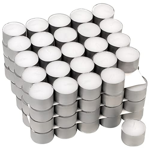 Teelichter weiß mit Alutellerchen 100/200/400/600 8 Stunden Brenndauer Parfümfrei Kerzenofen (100)