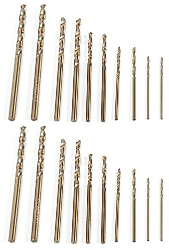 20tlg. M35 HSS Cobalt Bohrer Satz HSS-CO Bohrer Set Ø1mm Ø1.5mm Ø2mm Ø2.5mm Ø3mm Metallbohrer Jobber Bohrer HSS-Bohrer-Satz Stahlbohrer Spiralbohrer zum Bohren auf Edelstahl,Harte Stähle,Metall