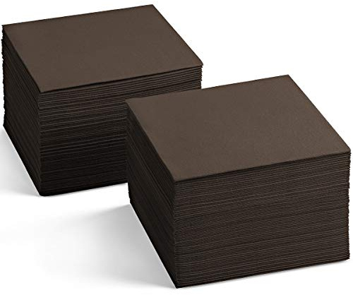 Einweg-Cocktail-Servietten, Leinengefühl, 12,7 x 12,7 cm, Braun, Papierservietten für Bar, Restaurant und Café, Dessertservietten für Party, Hochzeit oder Veranstaltung, 200 Stück