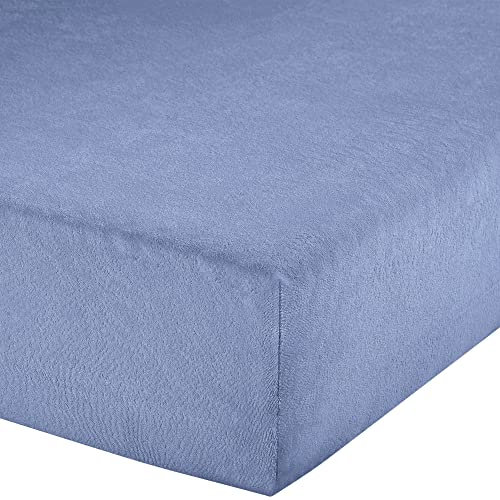 Erwin Müller Spannbettlaken Frottee-Stretch, Spannbetttuch Füssen - pflegeleicht, formstabil, mit Rundumgummi, sehr Gute Passform - blau Größe 90x210 cm - 100x220 cm