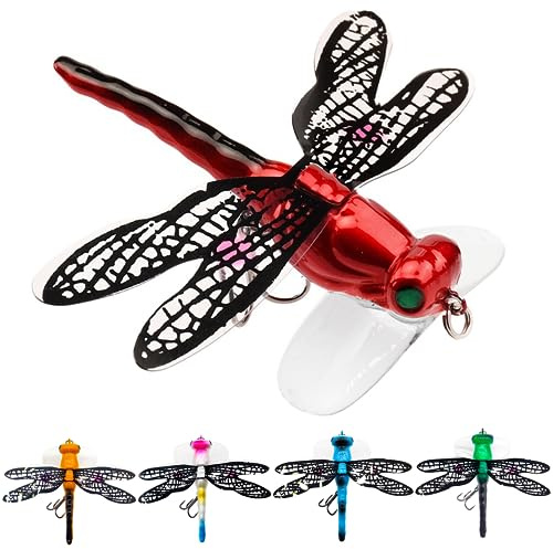 Proximitck Topwater Fishing Lures Insect Fishing Lures Dragonfly Fishing Lures Dragonfly Lure Fishing Bait with Hooks for Outdoor Fishing Tools (Dragonfly 5pcs)