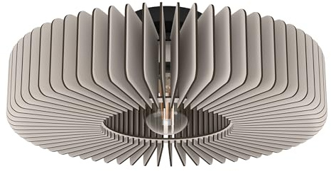 EGLO Deckenlampe Palombaia, runde Deckenleuchte | Wohnzimmerlampe aus Holz in Grau, Aufbaulampe für Wohnzimmer und Schlafzimmer, Lampe mit E27 Fassung, Ø 50 cm