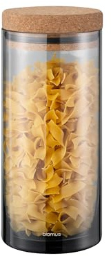blomus bocal à provisions -KEEPY- | avec couvercle en liège 3 litres Φ12cm | boîte à provisions hermétique pour pâtes, farine, riz, café | Couleur Smoked Grey (L)