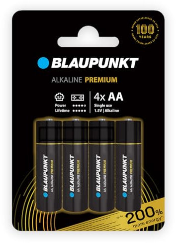 BLAUPUNKT AA Piles alcalines Premium, Paquet de 4, idéales pour Les contrôleurs de Jeux et Les Jouets, LR6BPR/4CP
