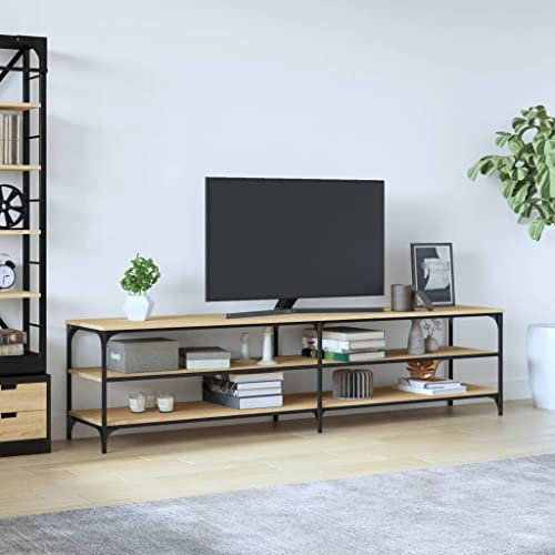 AJSEOYBS Tv Eckschrank,Tv Table,Tv Schrank Hochglanztv-Schrank Sonoma-Eiche 200x30x50 cm Holzwerkstoff Und Metallgeeignet Geeignet für Wohnzimmer, Schlafzimmer, Büro, Empfangsraum, Arbeitszimmer