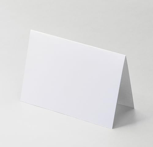 4x6Plain White Folding Tent Cards (Set of 50)-8x6Folds to 4x6- Simple Blank Card Stock for Writing, Stamping, Drawing - Make Your Own Note, Thank You Cards