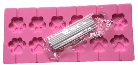 Moule à Sucette en Silicone, Lollypop Moule de Cuisson, Moules à Lollipop Antiadhésif en Silicone, avec 20 Bâton