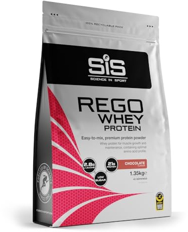 Science in Sport Rego Whey Protein 1,35kg Chocolate - Bebida regeneradora en polvo con carbohidratos, proteínas, electrolitos, vitaminas y minerales, Ayuda a entrenar eficazmente, 100% whe