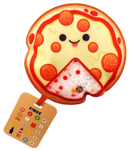 Bizyboo - Pizza- Sensorik Spielzeug mit Perlen & versteckten Objekten, Reisespielzeug gegen Langeweile ab 2 Jahren (21003)