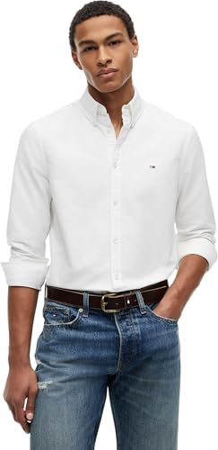 Tommy Jeans Tjm Reg Oxford Shirt Ext Dm0Dm21298, Camicia a Maniche Lunghe, Uomo, Bianco (Ecru), M