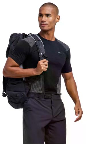 FALKE herr Baslager Ovandel Wool-Tech Light Protective M S/s Ts ull funktionsmaterial snabbtorkande 1 del, Svart Black 3000, XXL