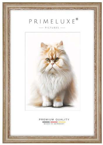 PrimeLuxe Massiv Holz Bilderrahmen nach Maß 30 x 90 cm in Beige | Größe wählbar | mit entspiegeltem Acrylglas | Rahmen für Poster | Puzzle | Foto collage