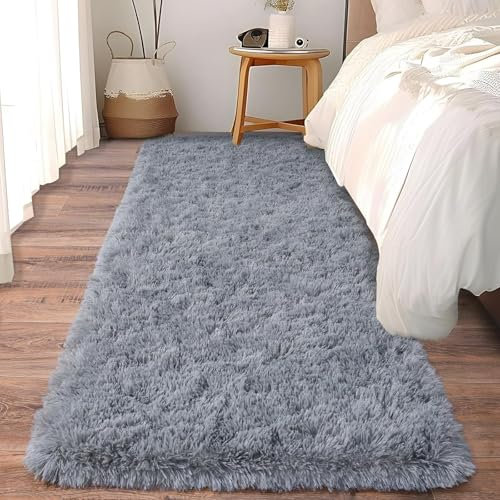 XUEDNGM Shaggy Teppich Hochflor 65 x 290 cm Flauschige Oberfläche, Pflegeleicht Und Robust, Super Soft rutschfest Flauschig Teppich Teppich Dekoration, Grau