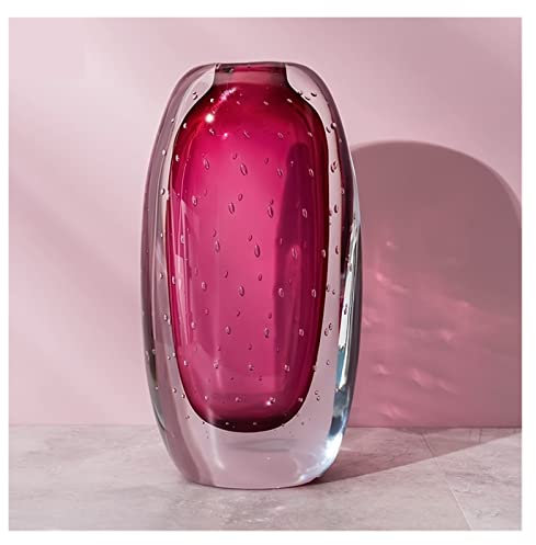 RUNZE765Z Blumenvasen Moderne Dicke Imitation Kristall kreative Persönlichkeit Blase helle rote transparente Kristall Glas Vase Wohnzimmer Tisch Blumenvase Dekorative Vase(Groß)