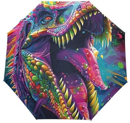 GAIREG Faltbarer Regenschirm mit Dinosaurier-Motiv, automatisches Öffnen, kompakt, leicht, Reise-Regenschirme für Regen