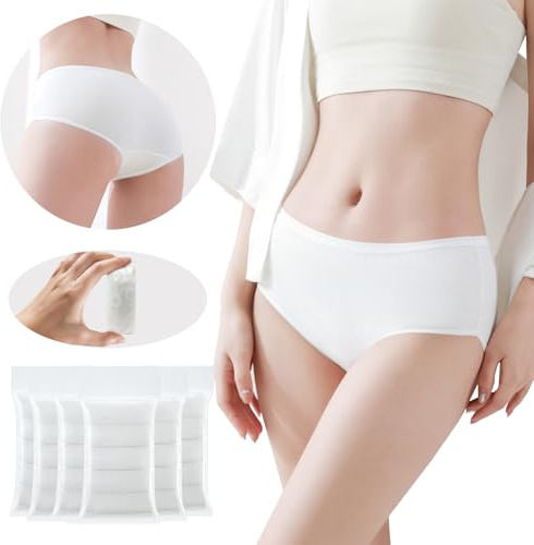 Travelcare 35 Piezas de Ropa Interior desechable para Mujer para Viajes, Bragas de Maternidad, Hotel, SPA, Hospital, Ropa Interior de Emergencia, Blanco-35 Piezas, S