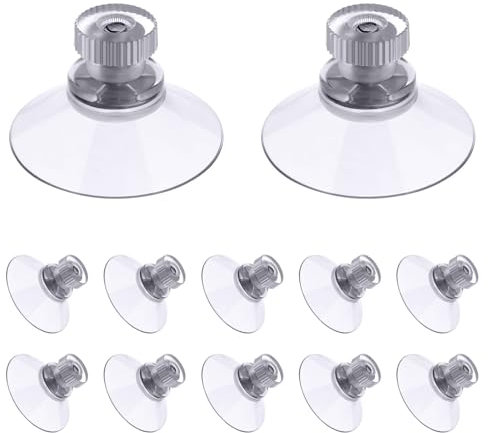 Flintronic 12 PCS Suction Cups, 30mm Clear Suction Pads Plastic Sucker Pads, Suction Holder with Knurled Nut Window Suckers for Glass Mirror Window Wall Door and Other Smooth Flat