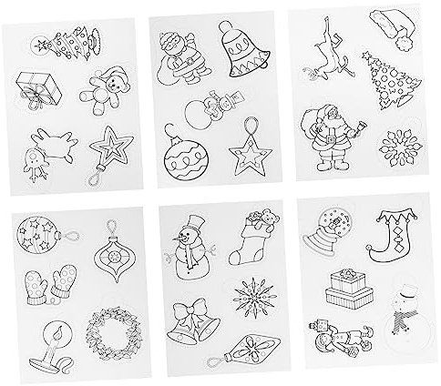 AUTSUPPL Schrumpffolien Weihnachtsset 6 Stück Mit Klassischen Weihnachtsmustern Bruchfestes Material Selbstgemacht Bastelzubehör Für Kinder Und Schlüsselanhänger