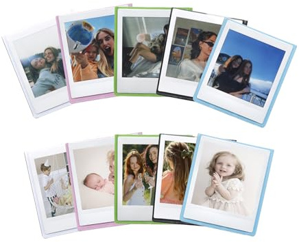 Square Magnetic Photo Frame for Refrigerator,Personalised Magnetic Picture Frames for Instax Square SQ40/SQ1/SQ60/SQ20/SQ10/SQ6/SP-3 Films, for 2.8 x 3.4 inch Pictures（10 Pack） (MixColor)