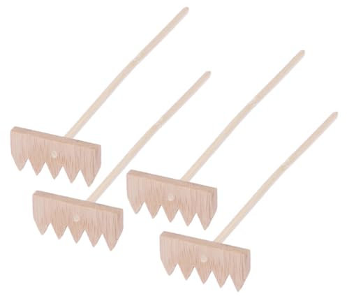 Toyvian 4pcs Mini Rake Toys Bamboo Rakes for Sand Pit Table Table Accessories for Boys and Girls