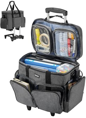VEVOR Laptop Trolley 43x21x41 cm, passend für Laptops bis zu 39,6 cm (15,6 Zoll), Aktenkoffer, Notebook Trolley mit Teleskopgriff, Notebooktasche, Laptoptasche für Arbeit, Reisen, Büro, (Grau)